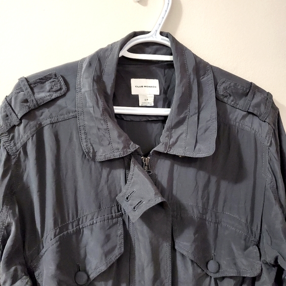 Club Monaco - 100% Silk gray military jacket - Size S - Picture 2 of 9